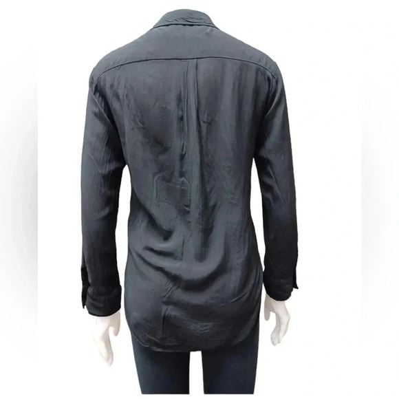 Zara Woman Black Long Sleeve Button Down Top Size Medium - Picture 2 of 9